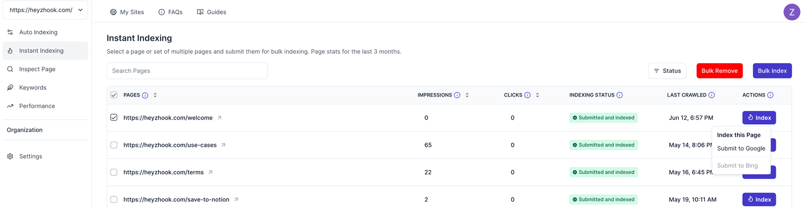 Wix indexing pages to Google